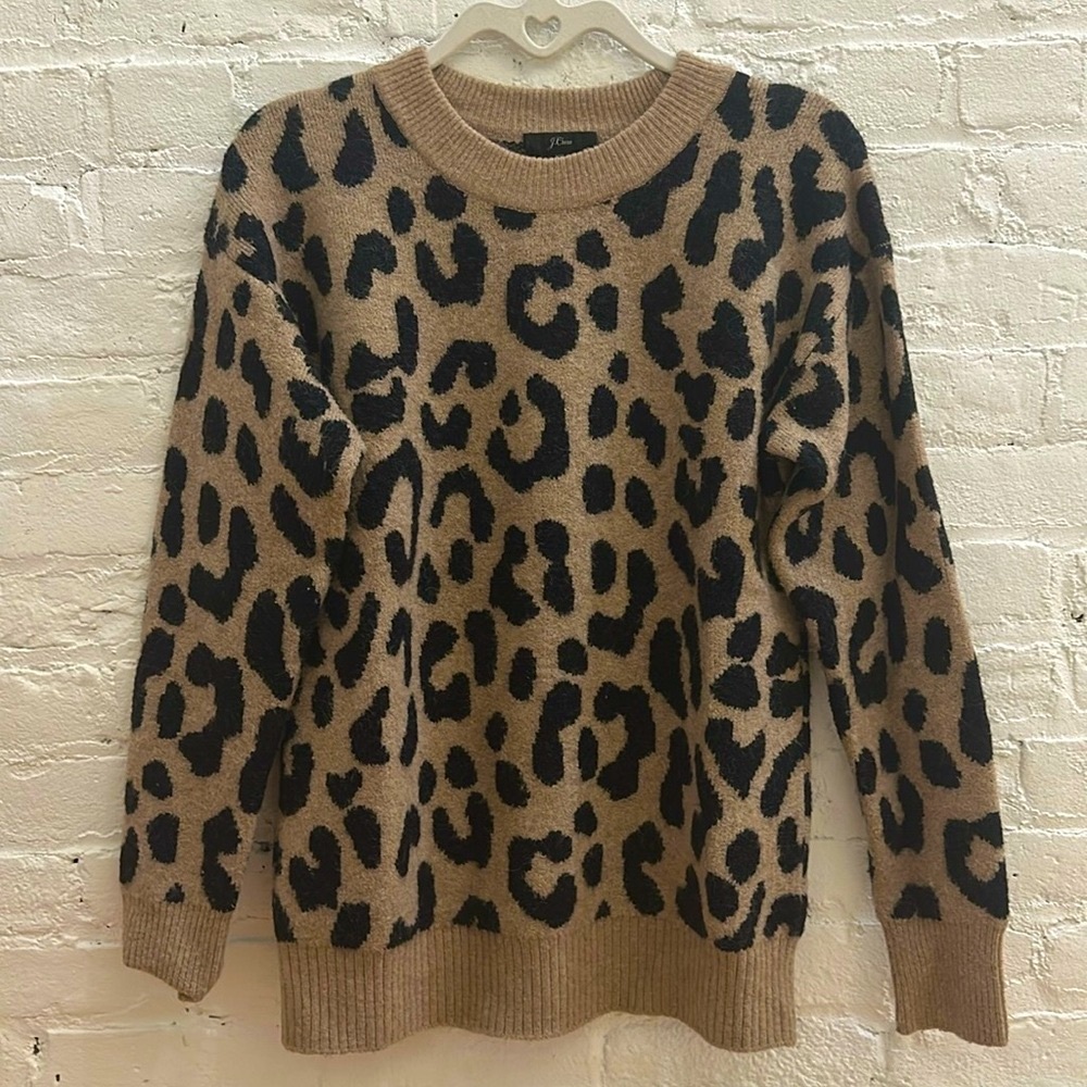 J. Crew Animal Print Sweater - Tan and Black